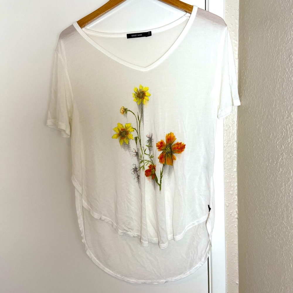 OBEY Propaganda Floral Art Asymmetrical Tee